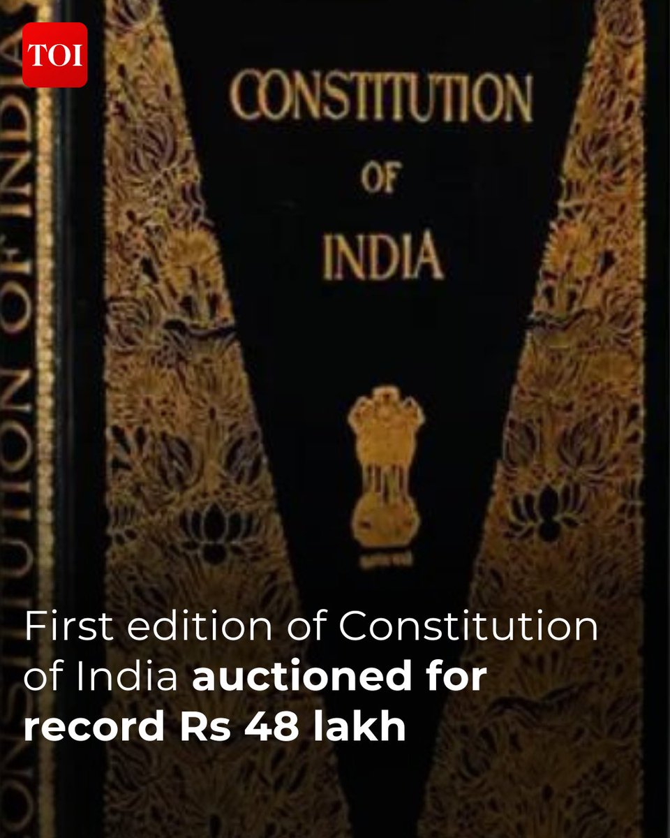 The first edition of the #ConstitutionofIndia - considered a work of architecture rather than art - was sold for Rs 48 lakh, its highest price so far, at an auction recently.

Details here 🔗 toi.in/W7Kj3Z

#IndianConstitution