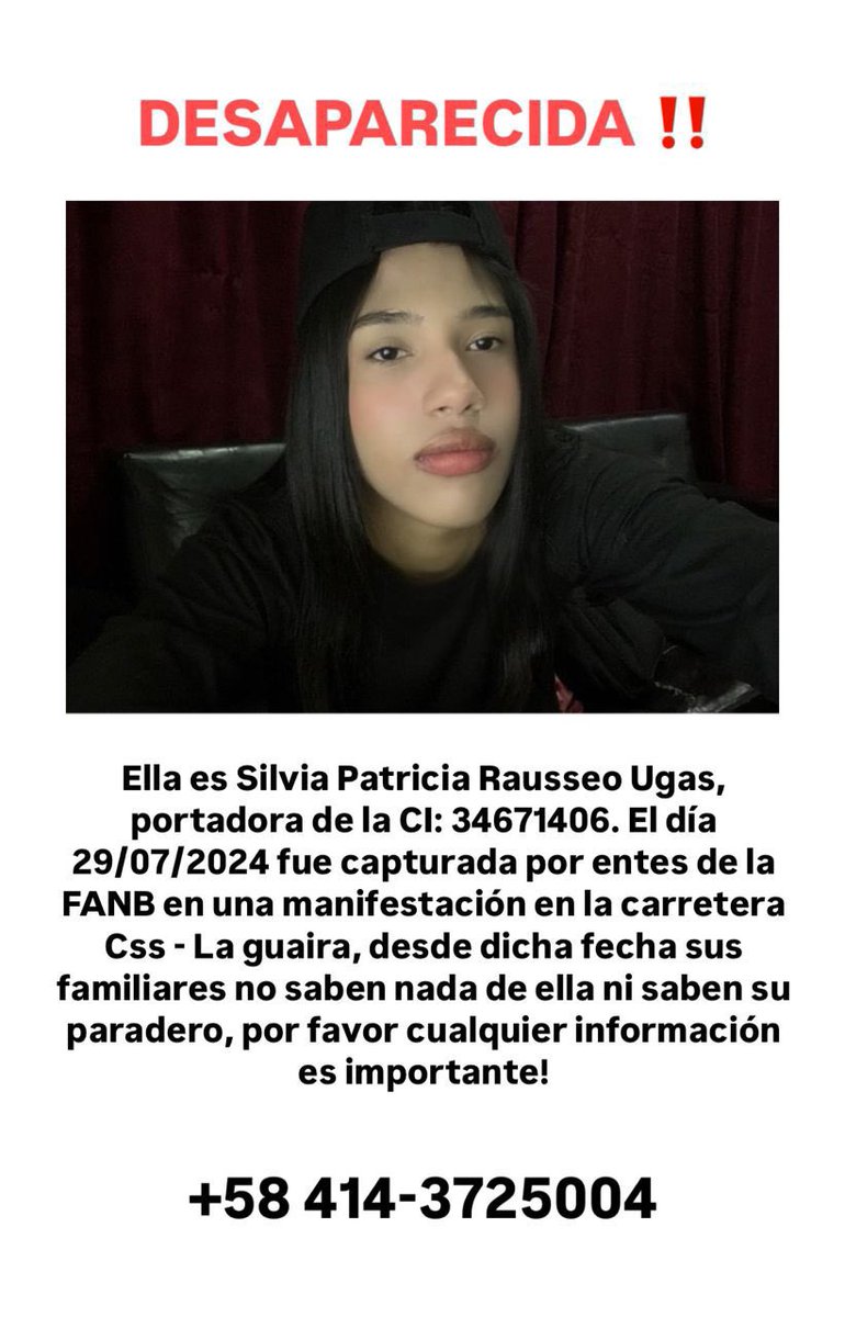 Desaparecida en La Guaira desde el 29/07

es menor de edad, tiene 17 años.