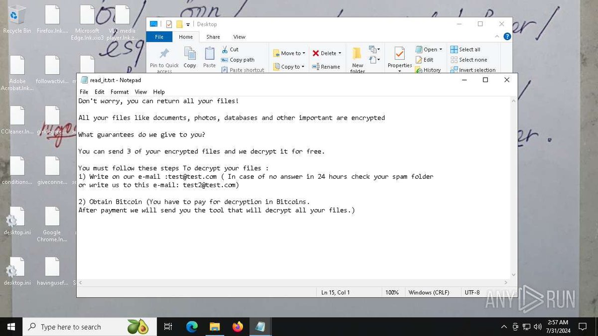 petikvx's tweet photo. Look at the Analysis of "41bf69dda3999dc09e8cccf7475ecd7a000b64cdfc1c462672eb9dc7e42d21a9" with malicious activity. https://t.co/nKE6grPxdm #chaos #ransomware #cryptoregex @anyrun_app https://t.co/hq3zDBFOO6
