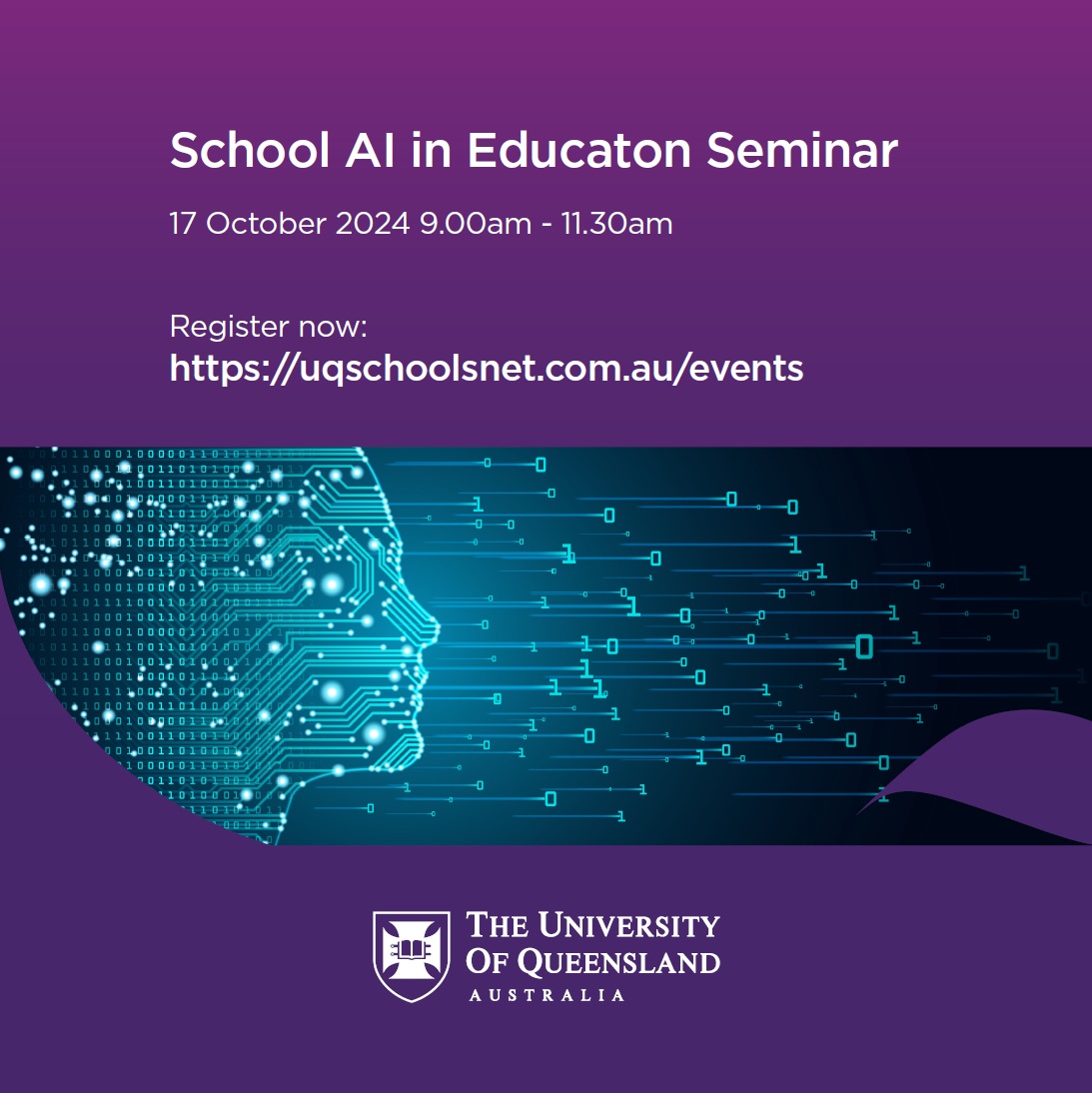 🚨 Exciting Event Alert! 🚨
Join Dr. Hassan Khosravi for the School AI in Education Seminar hosted by @UQSchoolsNet!

📅 Thursday, 17 Oct 2024 🕘9:00 AM - 11:00 AM AEST 📍 UQ Brisbane City campus  

✨ Free event with light refreshments! RSVP now: tinyurl.com/39nkzfux