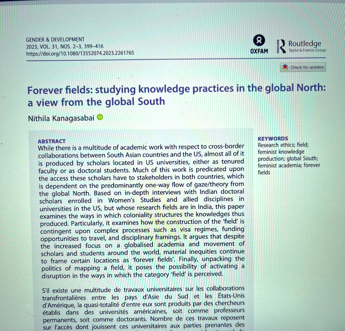 Late to this party I know but wow easily one of the most thought-provoking and important articles written about ethnography, knowledge-production, academia. 

Sheer brilliance and sharp insights by Nithila Kanagasabai it’s a total #mustread 

tandfonline.com/doi/full/10.10…