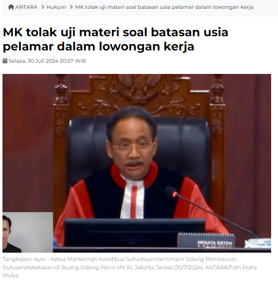 luar biasa kan, giliran untuk mengakomodir segelintir orang dikabulkan, seperti batasan usia Wapres, MA juga untuk Pilgub, namun giliran untuk orang banyak, jutaan pencari kerja, ditolak. sip, keadialn sosial bagi seluruh rakyat Indonesia 😪