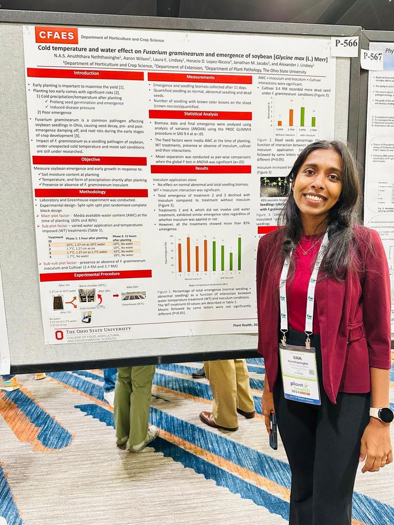 Anu_neth's tweet photo. Happy to present a poster at Plant Health, 2024. Thank you @cropstressOSU for this opportunity and @Ohiosoycouncil, @CFAES_OSU and @Nationwide #agtechinovation for funding this project. https://t.co/UaXhEuIt8S