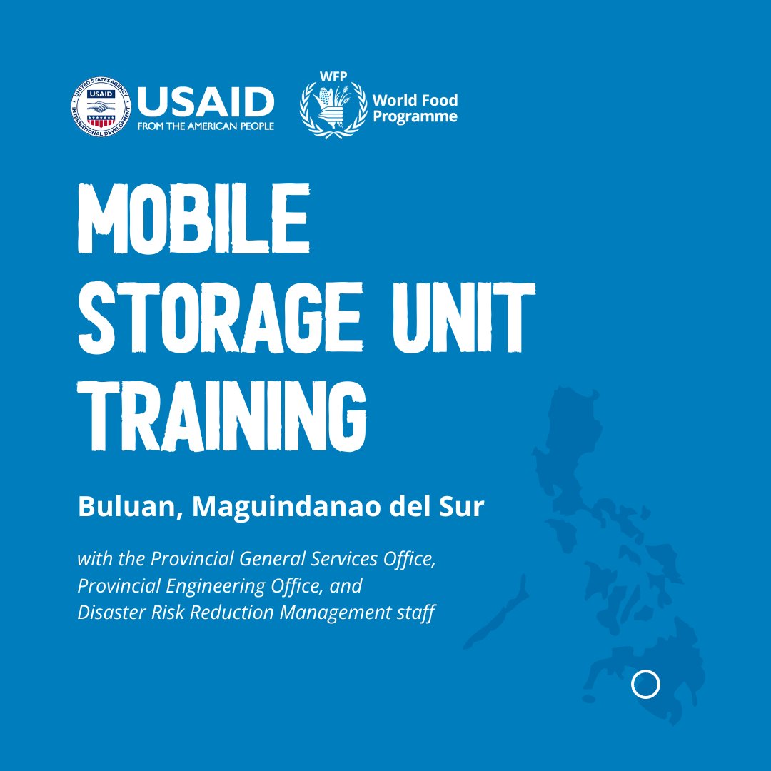 WFP_Philippines's tweet photo. The MSU is now in #Buluan #MaguindanaoDelSur 💪🏽 WFP held a 3-day training, creating a team to deploy mobile storage units during emergencies. Part of PREP initiative supported by @USAIDSavesLives, it aims to support the province's disaster preparedness, response, and recovery. 🌱 https://t.co/h1rFMalVAk