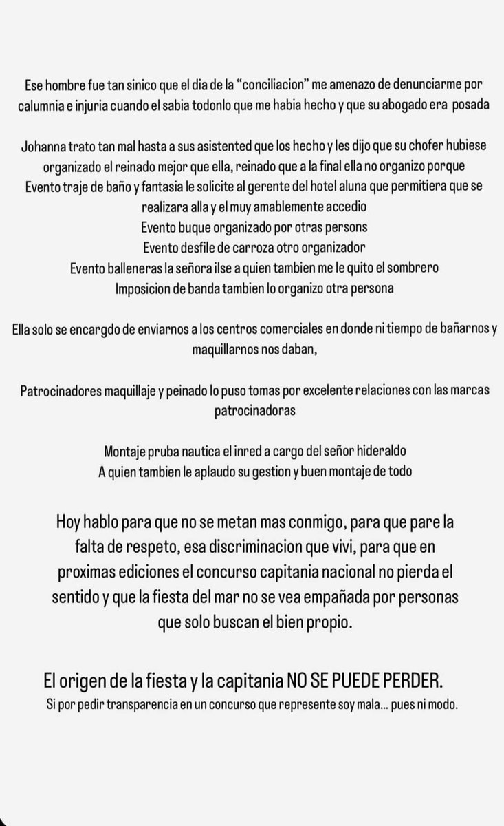 dianaroblez22's tweet photo. Daniela Restrepo ex Capitana Nacional del Mar denuncia que fue víctima de acoso y discriminación por parte de dos funcionarios de la alcaldía. Que la Alcaldía distrital tome medidas disciplinarias ante este suceso vergonzoso que empaña la imagen de una entidad distrital. https://t.co/6IAkSA9PWL