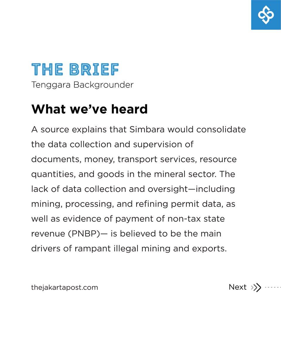 jakpost's tweet photo. Tenggara Backgrounder
Govt expands Simbara system to tackle illegal nickel, tin practices
(Want to read more? Visit https://t.co/uU2irOZp9h)
#tenggarabackgrounder #thebrief #Nickel #Timah #Simbara #EV #LuhutBinsarPandjaitan https://t.co/jNmNcd4Dwk