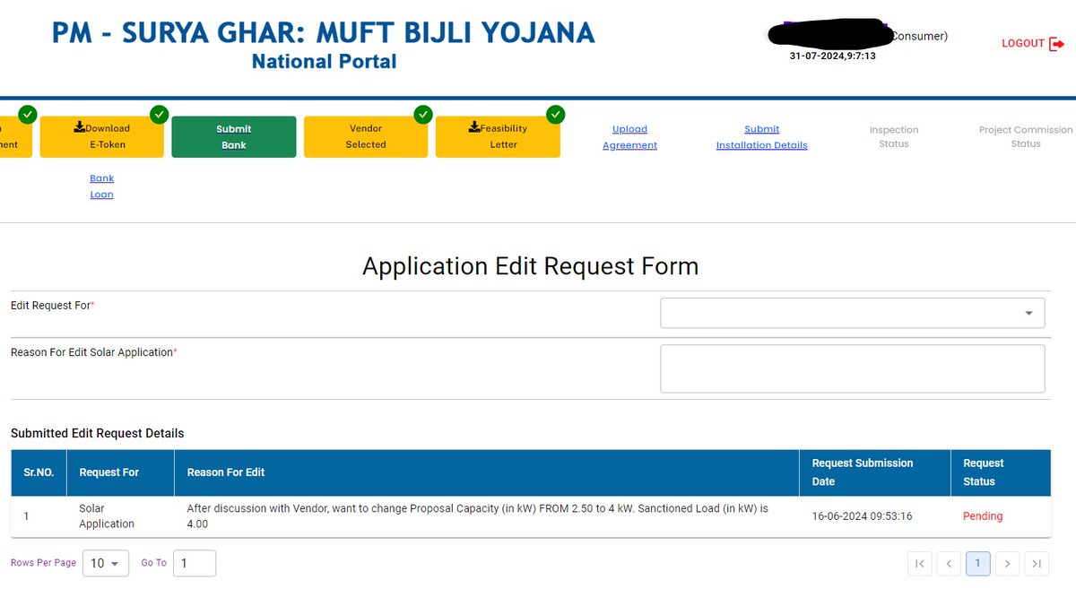 trueromesh's tweet photo. @PMSuryaGhar @mnreindia @RECLindia Submitted  amendment for Application Reference Number: NP-UPMAV24-001912297. But it is pending for 2 months - Please can you advise whom to contact. #PMSuryaGhar #MuftBijliYojana #SolarPower #FreeElectricity #AatmanirbharBharat https://t.co/OUk2LT15EQ