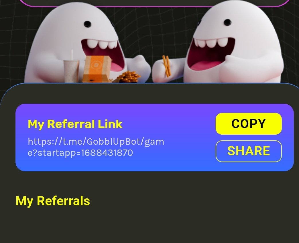 Refer your friends and earn points!! 
Now on Telegram! 
Goo goo gooo 🥳

The higher the level you achieve, the bigger your Gobbl Airdrop.

▶ PLAY GOBBL UP t.me/GobblUpBot/gam…
