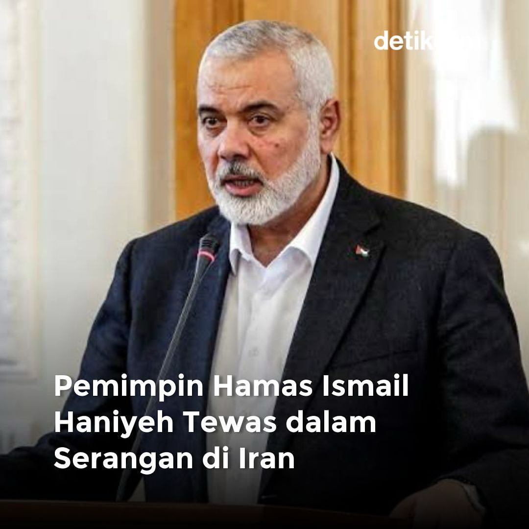 Pemimpin Hamas Ismail Haniyeh tewas dalam sebuah serangan saat berada di wilayah Iran pada Rabu (31/7) waktu setempat. 

Kematian Haniyeh yang merupakan pemimpin biro politik Hamas ini dikonfirmasi oleh kelompok Hamas sendiri dan Garda Revolusi Iran.

>> news.detik.com/internasional/…
