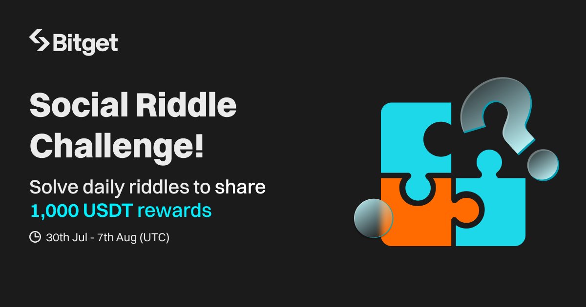 BitgetAfrica's tweet photo. 🥳 Welcome to our special comm. activity- #BitRiddle. Solve daily riddles, share $1000 in USDT rewards

To enter:
🔹 RT + Follow @BitgetAfrica 
🔹 Join TG group → https://t.co/wLByAFOJov

Solve 5/7 daily riddles → share $800 
Stay active for 7 days → share $200

Day 1 today https://t.co/QqSdHQnNIT