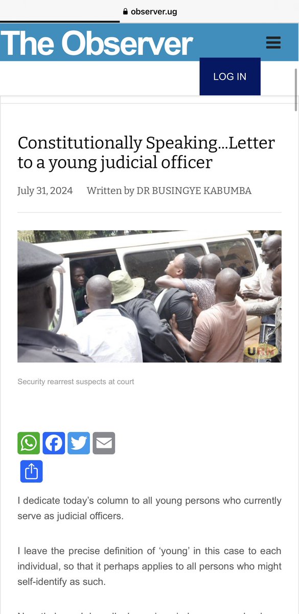 Dr Busingye Kabumba (@bkabumba) on Twitter photo My column in the <a href="/observerug/">The Observer</a> this week.
I offer some modest suggestions to a young judicial officer serving in today’s <a href="/JudiciaryUG/">Judiciary Uganda</a> - strongly advising them not to be misled by the ‘class of 1986’.
observer.ug/index.php/view… My column in the <a href="/observerug/">The Observer</a> this week.
I offer some modest suggestions to a young judicial officer serving in today’s <a href="/JudiciaryUG/">Judiciary Uganda</a> - strongly advising them not to be misled by the ‘class of 1986’.
observer.ug/index.php/view…