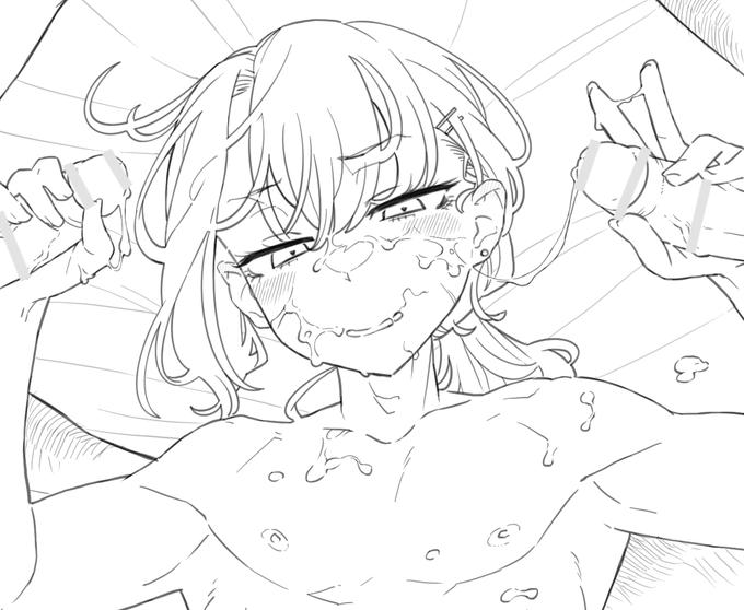 1枚目の表情で進めてたけど、2枚目の「ぅお゛…ッ♡」みたいな顔が好き過ぎてつい描いちゃう 