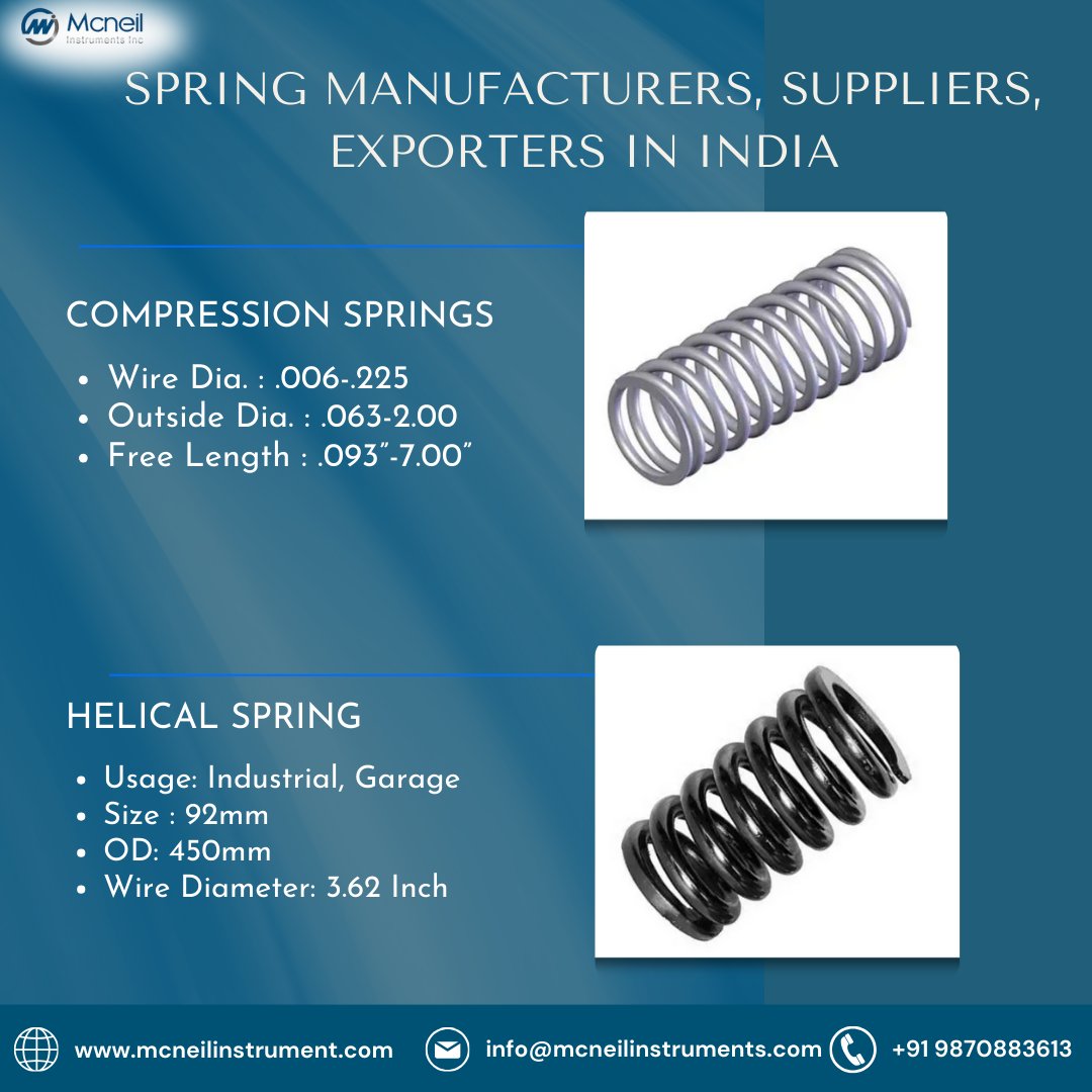 mcneilinstrume2's tweet image. At Mcneil Instruments, the range of springs we offer are
#CompressionSpring #HelicalSpring #industrial #products #SaudiArabia #India #UAE #Gulf #Kuwait #Oman #Qatar #manufacturers #suppliers #exporters #industrialequipment