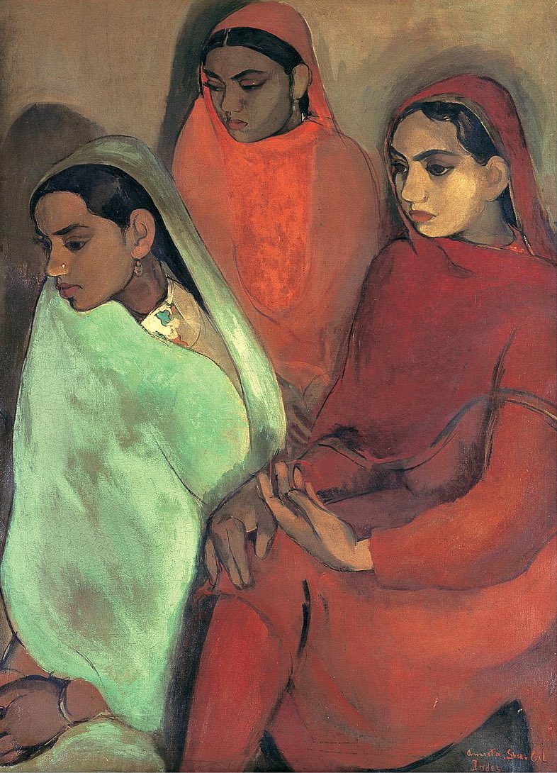 Nobody painted women with a female gaze until Amrita Sher Gil did. An Indian Modernist one mustn’t skip. Three Girls was painted before the partition happened and was created in 1935.