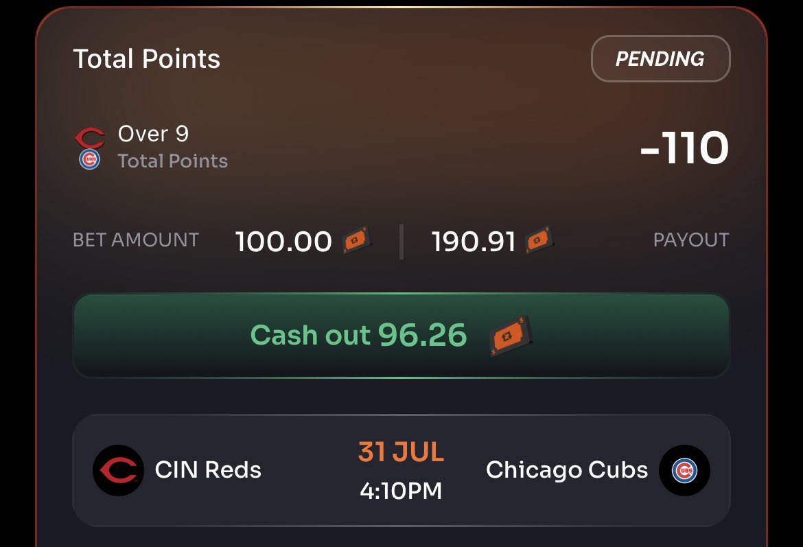 BlitzBetzEV's tweet photo. Night Owl Rebet Play 🦉
Reds vs Cubs o 9 runs (-110) ⚾️
Pinnacle is the sharp here and they are pricing it at -126, clear value thanks to the @DGFantasy optimizer! ✅
Get all plays for FREE in my discord ⬇️
https://t.co/C9u1NUGhys
#flif #prizepicks #underdog #oddsjam https://t.co/JKrq4MHkyv