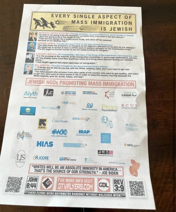 Neo-Nazis in Petaluma were passing these out yesterday.

These disgusting antisemitic conspiracy theories are dangerous and fuel white nationalist attacks on synagogues and visibly Jewish people on the street.

I can’t wait until these weirdos are bullied out of society for good.