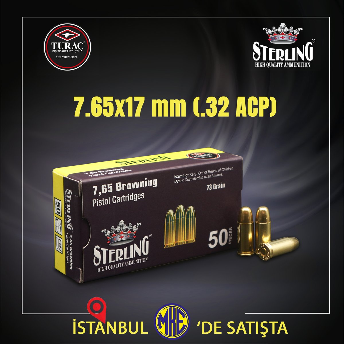 TuracDisTicaret's tweet photo. Sterling 7.65x17 mm tabanca fişeği MKE İstanbul stoklarında.
🇹🇷
Sterling .32 ACP pistol cartridge on sale at MKE.
#mke #sterlingammunition #32ACP #cartridge @MKEgovtr https://t.co/bPVFd3y9rb