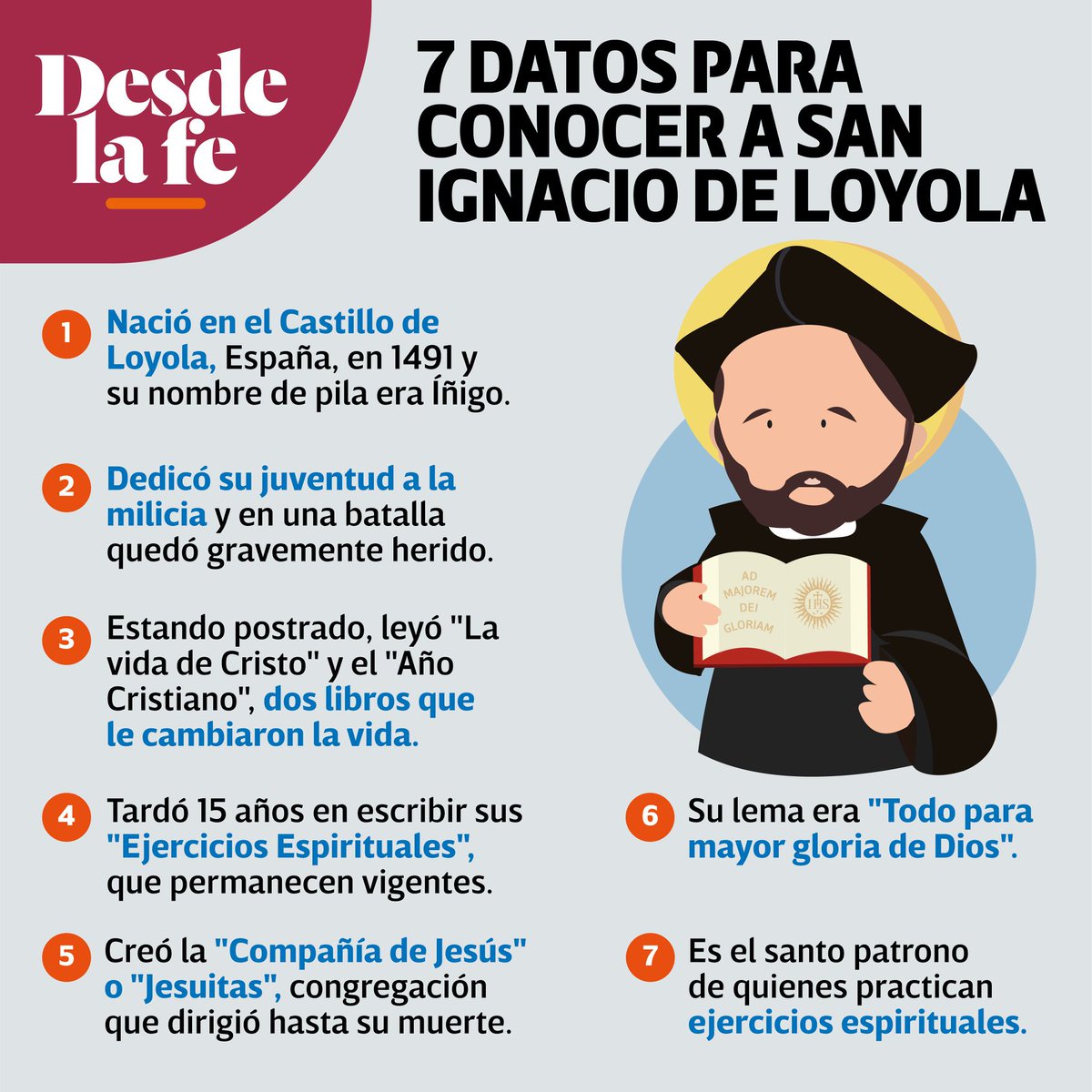 DesdeLaFeMx's tweet photo. #FelizMiercoles Este 31 de julio es la Fiesta de san Ignacio de Loyola, patrono de quienes practican sus ejercicios espirituales y fundador de la Compañía de Jesús. ¡Muchas felicidades, Jesuitas! 😇

Conoce más de este gran santo aquí 👉https://t.co/cXQeiq5HXd https://t.co/n2t0JXHJiZ