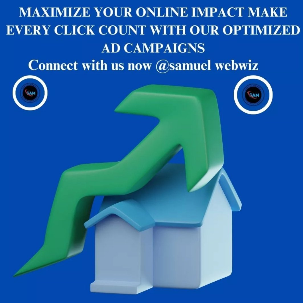 Samuelwebwiz's tweet image. &quot;Maximize your online impact and make every click count with our optimized ads campaign! 🚀 #DigitalMarketing #OptimizedAds #OnlineImpact #BoostYourBusiness #MarketingCampaign #SalesGrowth #BusinessSuccess #OnlineBusiness #MarketingStrategy #businessGrowth #AdCampaigns #SalesTips