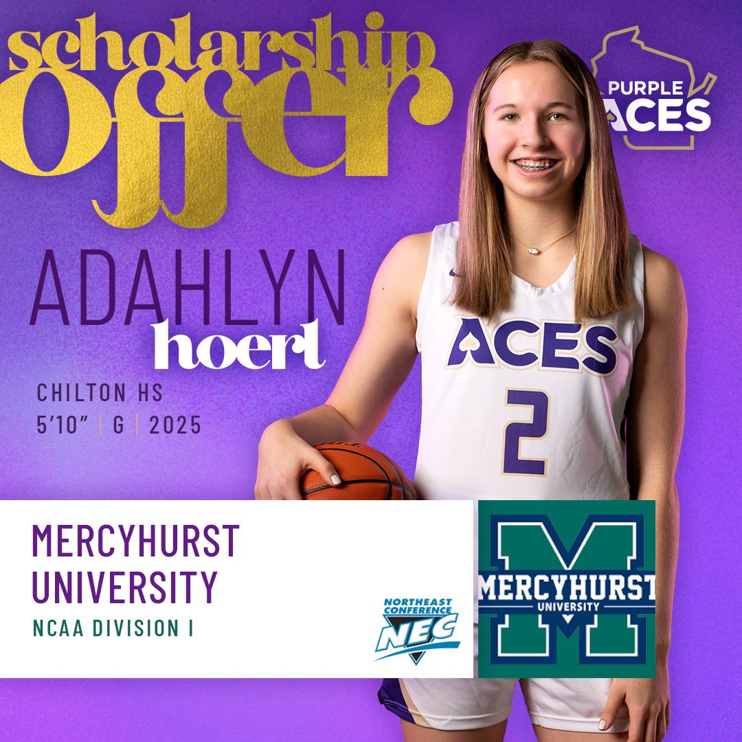 Purple Aces (@purpleaceswi) on Twitter photo โญ๏ธAdahlyn Hoerl
โน๐ปโโ๏ธ2025 | 5โ10โ | F
๐ซChilton HS
Earned a scholarship offer from Head Coach Brooklyn Kohlheim and the Mercyhurst University Lakers of the Northeast Conferenceโผ๏ธ
๐คโ๏ธ<a href="/adahlyn_hoerl/">Adahlyn Hoerl</a> <a href="/CoachKohlheim/">Brooklyn Kohlheim</a> <a href="/HurstWBB/">Mercyhurst Women's Basketball</a> <a href="/NECsports/">Northeast Conference</a>
๐โ ๏ธ #AcesEarnIt #PlayAces โญ๏ธAdahlyn Hoerl
โน๐ปโโ๏ธ2025 | 5โ10โ | F
๐ซChilton HS
Earned a scholarship offer from Head Coach Brooklyn Kohlheim and the Mercyhurst University Lakers of the Northeast Conferenceโผ๏ธ
๐คโ๏ธ<a href="/adahlyn_hoerl/">Adahlyn Hoerl</a> <a href="/CoachKohlheim/">Brooklyn Kohlheim</a> <a href="/HurstWBB/">Mercyhurst Women's Basketball</a> <a href="/NECsports/">Northeast Conference</a>
๐โ ๏ธ #AcesEarnIt #PlayAces