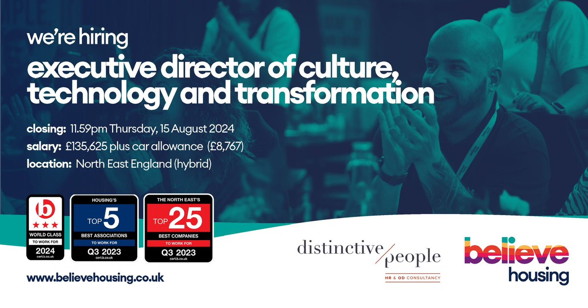 Distinctive People (@distinctivepeop) on Twitter photo Executive Director culture, technology & transformation - NE England -Financial Package £144k A new role, operating at Board & Executive level.
Are you a people & technology change specialist?
Click on the link & call 07944-411484
bit.ly/4cAtBZY
<a href="/believehousing/">believehousing</a> Executive Director culture, technology & transformation - NE England -Financial Package £144k A new role, operating at Board & Executive level.
Are you a people & technology change specialist?
Click on the link & call 07944-411484
bit.ly/4cAtBZY
<a href="/believehousing/">believehousing</a>