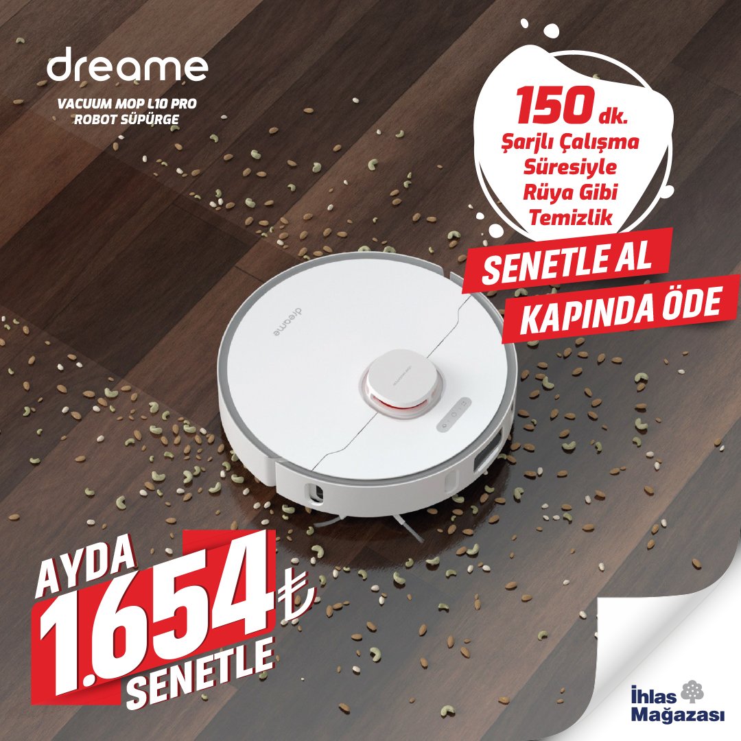 ihlaspazarlama's tweet image. Dreame Vacuum Mop L10 ile süpürün silin, evinizi uzaktan temizleyin. Akıllı navigasyon sistemi, EPA/HEPA filtresi, yüksek emiş gücü ile  Dreame Vacuum Mop L10 Robot Süpürge; siz eve gelmeden temizliği bitirir.
#robotsüpürge
