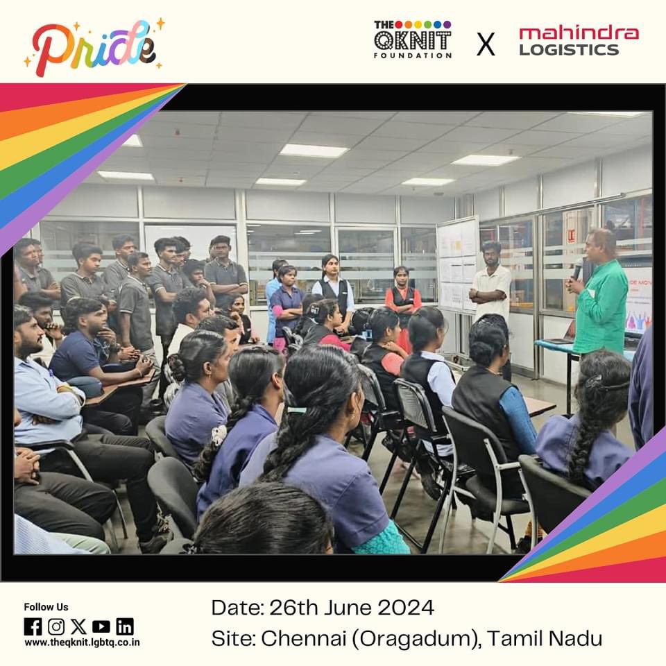 QKnitFoundation's tweet photo. At the Oragadum off site of Mahindra Logistics we arranged screening of Tamil Short Film Tamil Selvi by Abi Annamalai A followed by interaction with our local partner organisation Nirangal Charitable Trust to promote importance of worksplace #LGBTQIA+ #inclusion.
#qknitfoundation https://t.co/h2CNUvo7d6