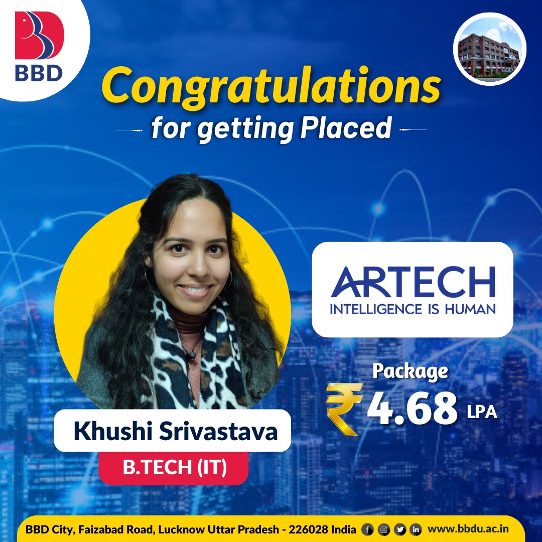 BBD_UNIVERSITY's tweet image. &quot;Congratulations and best wishes for this Exciting New Chapter of your life!! #ArtechInfosystems #Placement2024 #wearefutureready #campusplacement #bbdgroup #lifeatbbd #bbduniversity #techgeek #trendintech