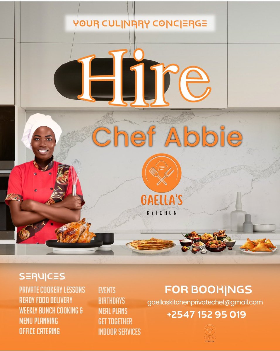 ChefGaella254's tweet photo. August -December bookings are ongoing 👩🏼‍🍳 https://t.co/w6PpiPSlqu