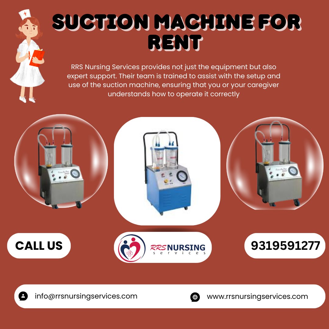 Rohitkumar60230's tweet image. SUCTION MACHINE FOR RENT IN SECTOR 101 NOIDA
RRS Nursing Services provides not just the equipment but also expert support. Their team is trained to assist with the setup and use of the suction machine, ensuring that you or your caregiver 
#suctionmachine #caregiver