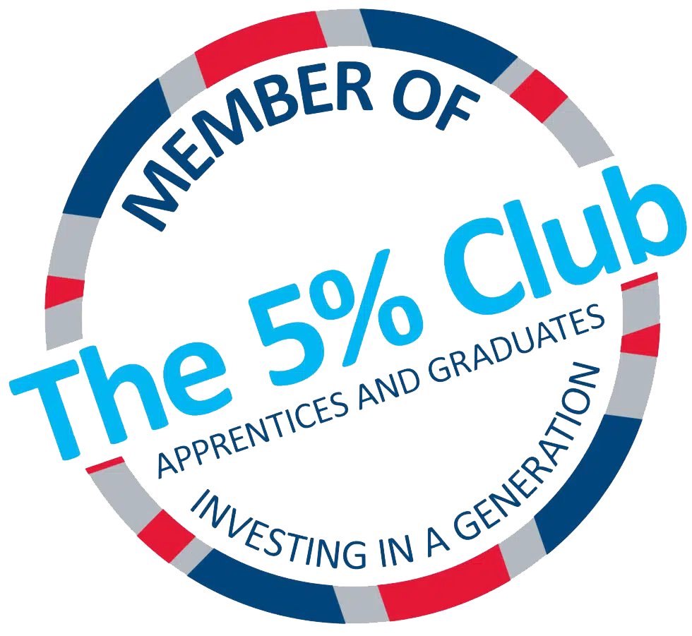 We've joined the 5% Club!

As part of this club, we’re dedicated to having at least 5% of our workforce in ‘earn and learn’ positions such as #apprenticeships, #traineeships and other development opportunities to help tackle the issues of skills shortages and youth unemployment.