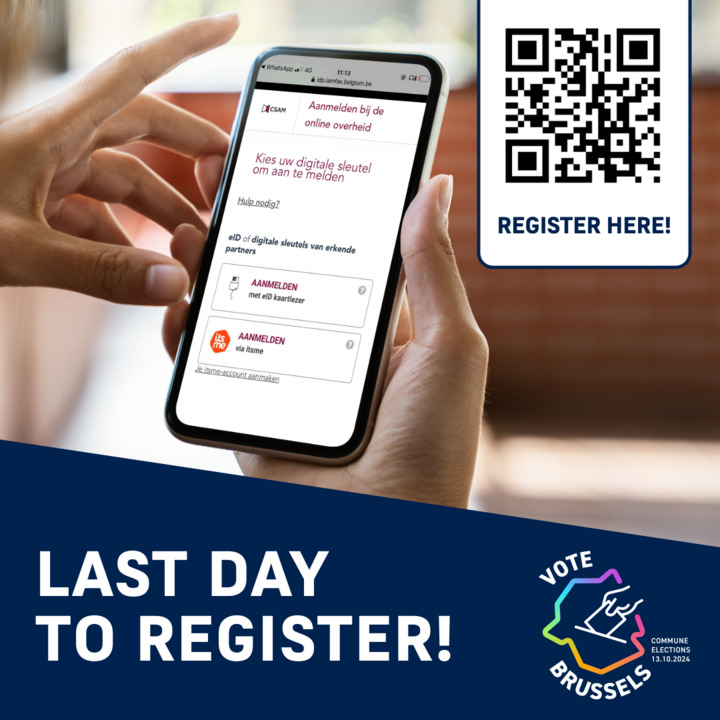 VoteBXL's tweet photo. 🗳️ Last Day to Register: Don't Miss Your Chance!

📜 Learn more at: https://t.co/K9zgIMwnCS.

🗳️ Register online or at your local commune here https://t.co/yHcBoHBCTP

#VoteBrussels https://t.co/TozvqKmmbz