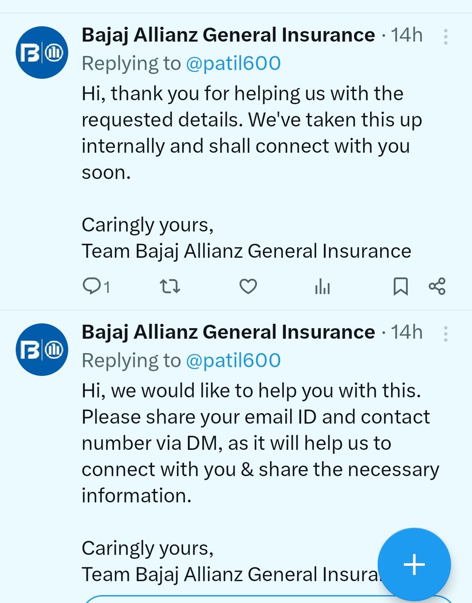 patil600's tweet photo. @BajajAllianz Woh, such a prompt service you guys are providing. 14 hrs passed &amp; yet no reply. 
We are not used to such quick service sir.
@BajajAllianz https://t.co/Va00h2qTzu