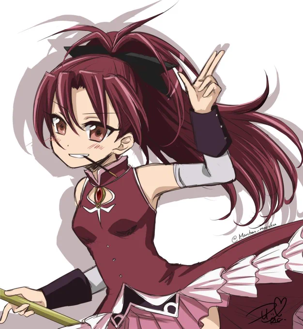 #マギレコめちゃめちゃ課金した思い出ありがとうマギレコ杏子ちゃんはずっと可愛かった……杏子ちゃん……すきだ新しいゲームにもみんな居ますように!これは5年前に描いた杏子ちゃん 