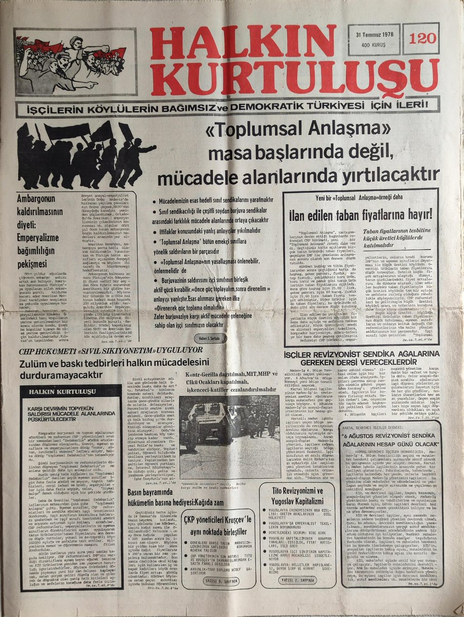 dibar_net's tweet photo. Tarihte 31 Temmuz 1978, Halkın Kurtuluşu 120.sayı, https://t.co/vXMuGDsZmY https://t.co/DRTPoPOxba