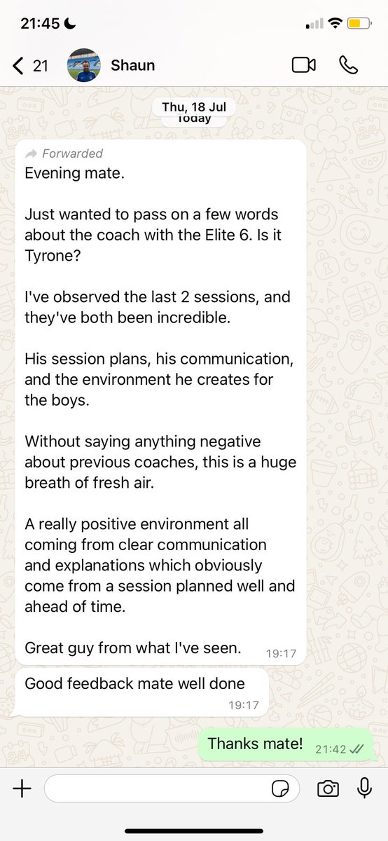 Always good to receive positive feedback from coaching 🙌🏾