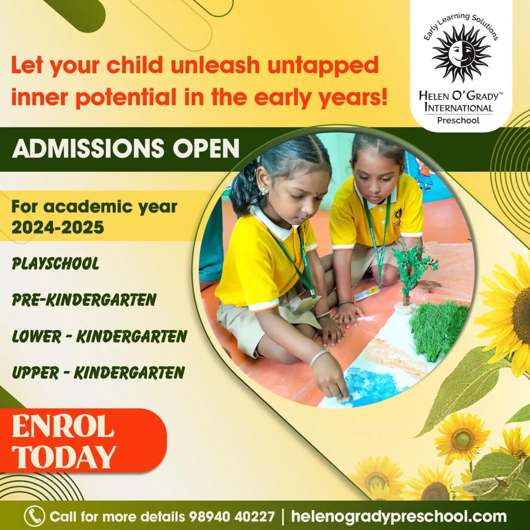 HOGIndia's tweet photo. Helen O'Grady International Preschool - a place where children unleash their inner potential right in the early childhood!
For queries for admission in Helen O'Grady Preschool in your city, connect on 9894040227
#preschool #earlyeducation #kindergarten #kids #smallkids #school https://t.co/COFyyBQoQu