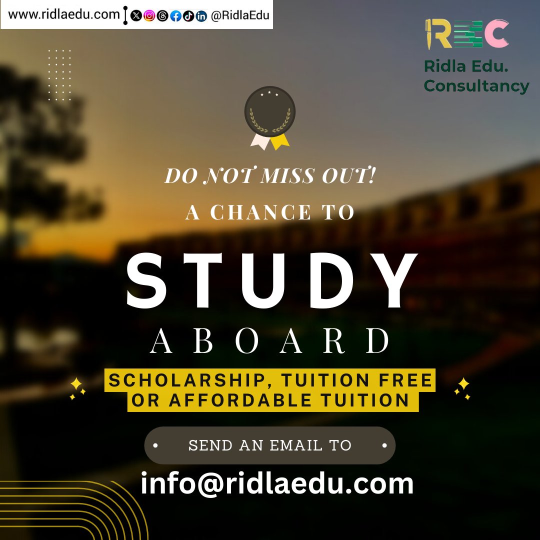 RidlaEdu's tweet image. Thinking of studying abroad? 🌍🍂 
Act now! Begin your application with REC for expert guidance. ⏰ Time is ticking, and we&apos;re here to support you throughout the process. 🎓 
#StudyAbroad #ApplicationDeadline #RECAssistance