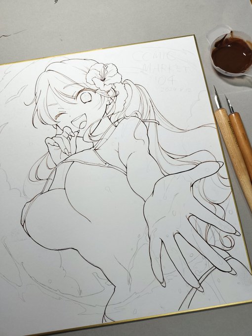 色紙のペン入れしています
手描きならではの筆致があるんではないかと⋯✍️
ミリペンからつけペンにしてみたんですけど自分にはこっちの方が合ってました
描きやすい! 