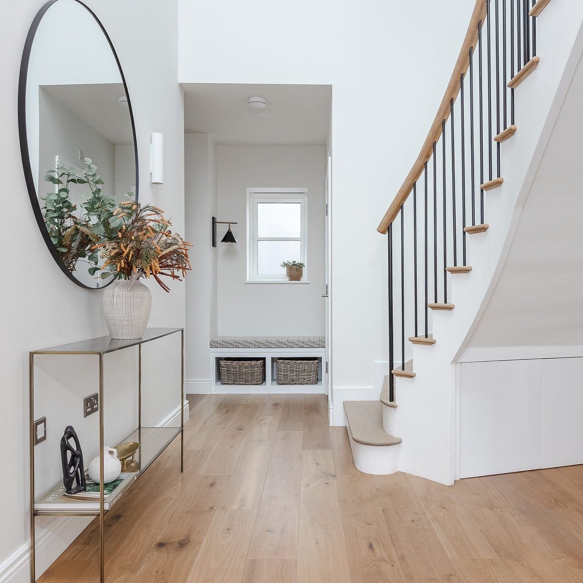 A Wednesday Wood Floor that showcases how sometimes all you need to do is combine crisp white walls and natural oak floor tones to create effortlessly stylish home design. A look created here with our <a href="/V4Woodflooring/">V4 Wood Flooring</a> Deco White Smoked Oak. Buy them with our V4 Best Price Promise.