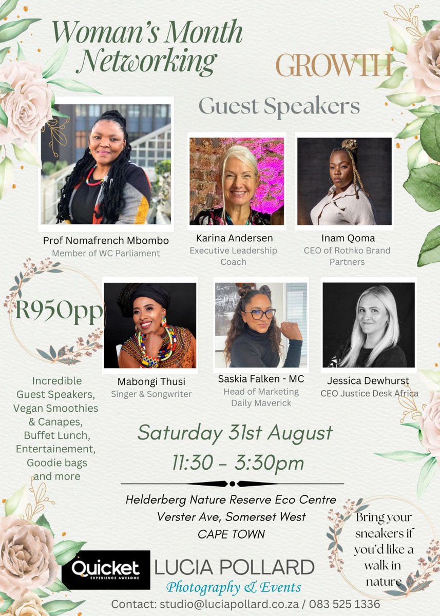 Join us for an empowering #WomenMonth Networking Talk! Featuring #JusticeDeskAfrica CEO Jessica Dewhurst and other incredible guest speakers 🤩

Don’t miss out, reserve your spot now! Tickets and more info: bit.ly/4foAsaK