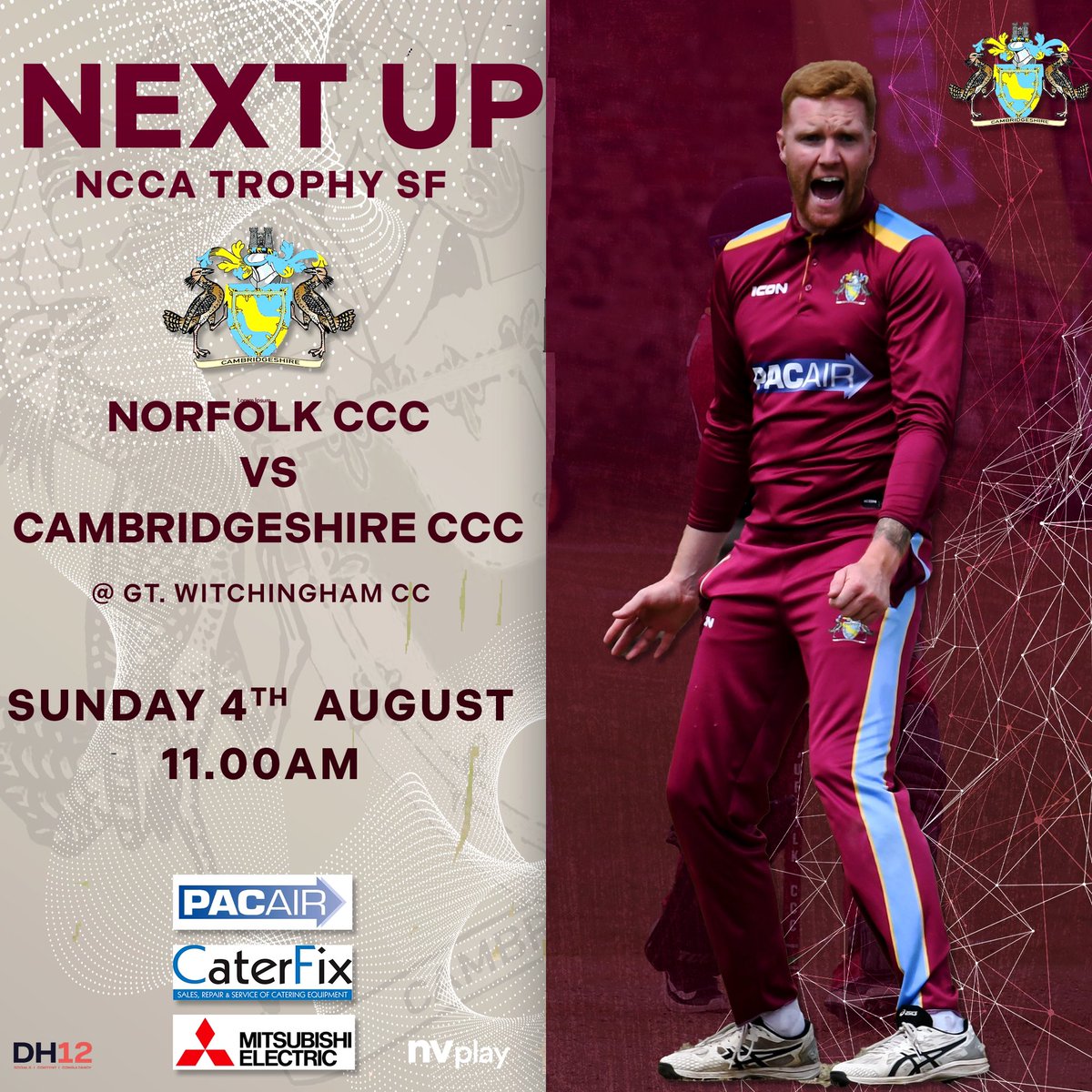 We are back in 50 over action this Sunday as we travel to <a href="/GtWitchinghamCC/">Great Witchingham CC</a> to face <a href="/norfolkccc/">Norfolk County Cricket Club</a> in the Semi-Final of the <a href="/NCCA_uk/">NCCA (National Counties Cricket Association)</a> Trophy! Team news to follow #CambsCCC #CambridgeshireCountyCricketClub #Cricket