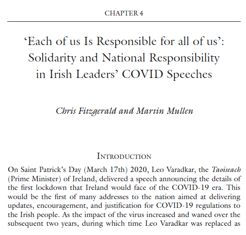 Martin Mullen (@irishosaru) on Twitter photo Delighted to see our chapter on Irish political language during Covid published.
Many thanks to co-author <a href="/WriteStuffChris/">Dr Chris Fitzgerald</a> of <a href="/MICLinguistics/">AppliedLinguisticsMIC</a>, and very grateful to <a href="/FernandoLSolis/">Fernando LEÓN SOLÍS</a> in <a href="/uwslangstesol/">UWS Languages Section</a> and <a href="/UniWestScotland/">UWS</a> for the opportunity to contribute.
link.springer.com/book/10.1007/9… Delighted to see our chapter on Irish political language during Covid published.
Many thanks to co-author <a href="/WriteStuffChris/">Dr Chris Fitzgerald</a> of <a href="/MICLinguistics/">AppliedLinguisticsMIC</a>, and very grateful to <a href="/FernandoLSolis/">Fernando LEÓN SOLÍS</a> in <a href="/uwslangstesol/">UWS Languages Section</a> and <a href="/UniWestScotland/">UWS</a> for the opportunity to contribute.
link.springer.com/book/10.1007/9…