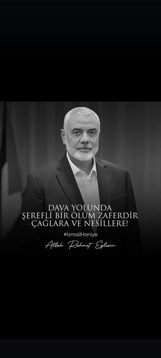 İnnâ lillâhi ve innâ ileyhi râciûn
…
İsmail Haniye’nin şehadeti mübarek olsun. 

Rabbim, Haniye’ye cennet, Kudüs’ün evlatlarına zafer nasip  etsin.
