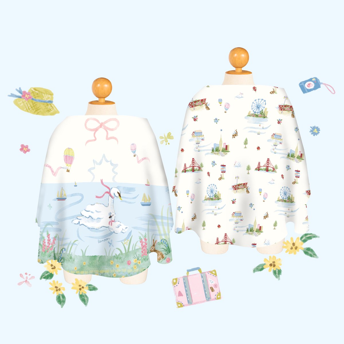 💐Lamoon x inflowerlesson
✈️"Bon Voyage" Collection
เมได้รับโอกาสไปออกแบบลวดลายให้กับแบรนด์ละมุนเบบี้ในธีมการผจญภัยมาค่ะ มีทั้งลายสำหรับถุงเก็บนม กระเป๋าเก็บความเย็นและผ้าคลุมให้นม วาดดีเทลออกมาเยอะเลยสำหรับงานนี้
🐰เริ่มวางจำหน่ายแล้วนา