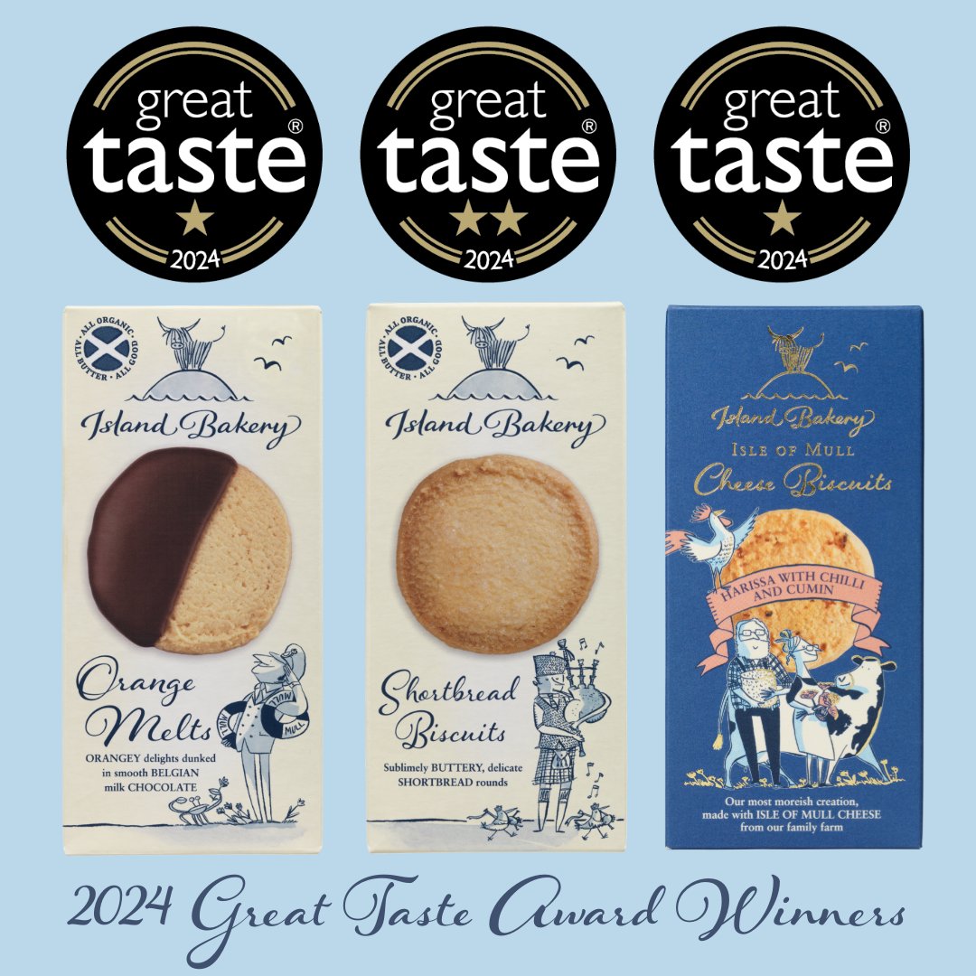 Woo! Hoo! we've won 3 Great Taste Awards 🥳 . Orange Melts and, our staff favourites, Isle of Mull Cheese Biscuits with Harissa, Cumin &amp; Chilli have the judges' seal of approval. Shortbread Biscuits won a fabulous 2 Stars, which just goes to show that sometimes less is more!