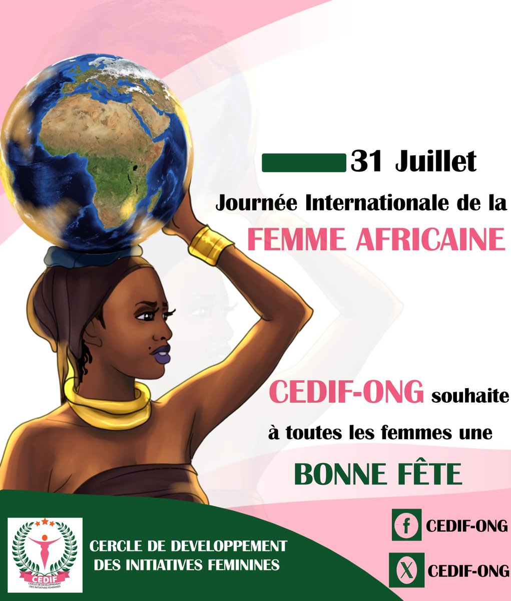 La femme nait libre et demeure égale à l'homme en droit disait ''Olympe de Gouges''. A l'occasion de cette journée internationale de la femme africaine, #CEDIF_ONG souhaite une bonne fête à toutes les #femmes
#journéeinternationaledelafemmeafricaine
#femmeafricaine
#JIFA2024