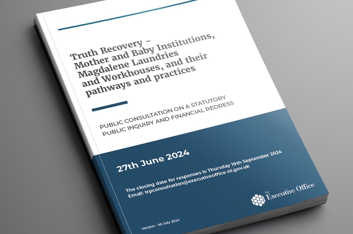 The Executive Office has agreed to set up a statutory public inquiry to investigate Mother and Baby Institutions, Magdalene Laundries and Workhouses;

Public Consultation 
Silverbirch Hotel, Omagh
Tuesday 6th August 2024
10am -12 pm and 2pm - 4pm
Booking: bit.ly/3LMENqG