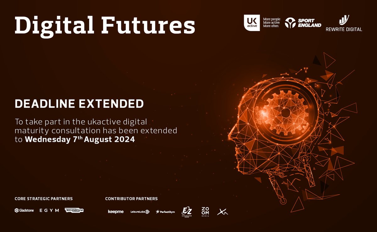 We have extended the deadline of the Digital Futures digital maturity consultation until Wednesday 7th August. 
 
Join over 100 leisure operators who have received their FREE digital maturity and effectiveness score, benchmark yourself against the sector, receive personalised