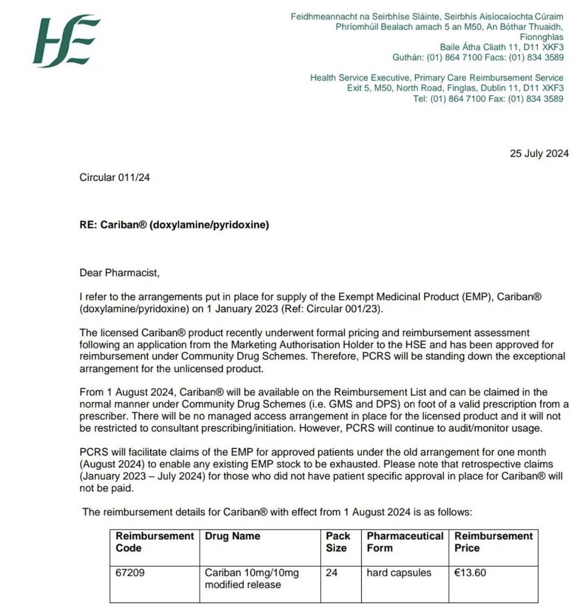This is fantastic news-about time too! It will make such a difference to those needing cariban during their pregnancy &amp; will make access to this medication more equitable. Well done <a href="/HyperemesisIE/">Hyperemesis Ireland</a> for all your advocacy. We need to start making women’s health more of a priority!
